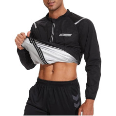 LAZAWG сауна костюм мужчины пот костюм с длинным рукавом молнии сауна рубашка тренировки куртки