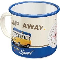 Nostalgic Art 43206 VW Bulli - Let's camp Away Outdoor | Retro Enamel Mug | Vintage Gift Mug | Cookware, 8 x 8 x 8 cm