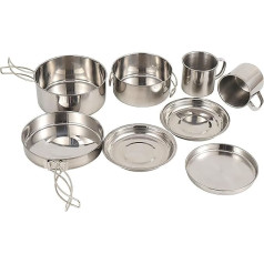 Limtula 8pcs Stainless Steel Camping Cookware Cookware Portable Picnic Pots For Cooking Outdoor And Backpacking