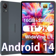 DOOGEE T30S Android 14 планшет 11 дюймов 2.4K 16GB RAM + 256GB ROM/TF 1TB сенсорный планшет с SIM-картой / 13MP + 8MP / аккумулятор 8580mAh / Widevine L1 серый