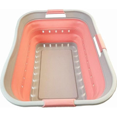 SAMMART 42L Foldable Plastic Laundry Basket - Foldable Pop Up Storage Container/Organiser - Portable Laundry Basket - Space Saving (1, Grey/Quartz Pink)