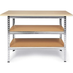 Ondis24 Uwe Верстак 120 см Металлический стеллаж и рабочий стол с регулируемыми по высоте полками Упаковочный стол оцинкованный 92 см Рабочая выс