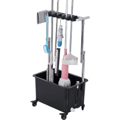 MJMLUCK Mopp-Besenhalter, Reinigungsmittel für die Haushaltsführung, Mopp-Eimer, Gartenwerkzeug-Organizer, Reinigungswagen auf Rädern, Besenschrank, Lagerschrank, bewegliches kommerzielles Mopp-Abtr