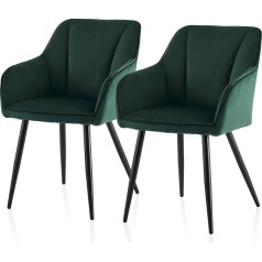 TUKAILAI Стулья для столовой, Комплект из 2 бархатных кухонных стульев, мягкие стулья, подлокотники с подлокотниками, спинки, мягкая обивка сид