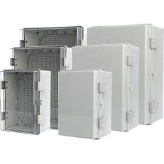 AIRUIXI IP66 ABS PC Scharnier Kunststoffgehäuse Stromanschlusskasten Outdoor Kunststoffkasten(210x210x110mm,Gray Cover)