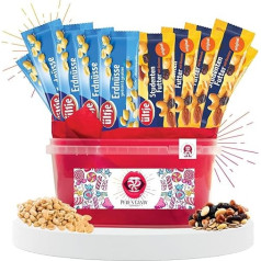 Ведро конфет PERE'S CANDY | 1 кг | Ореховый дуэт | Коробка для закусок | 10 орехов Ültje и 10 орехов Ültje для студентов | Упаковка сладостей | Mega Pack | Mix Party Box