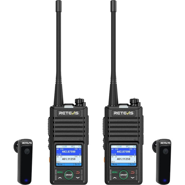 Рация Retevis RB658, Bluetooth радио, управление приложениями, 1,77-дюймовый экран, 1800 мАч рации с беспроводными наушниками, для автопарков, вождения ав