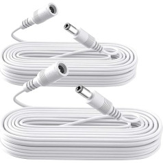ANLINK 2 Pack 6M DC Power Extension Cable, 2 Pack 12V Power Supply Extension Cable 2.1mm x 5.5mm Compatible with 12V DC Power Supply for CCTV Security Cameras (White)