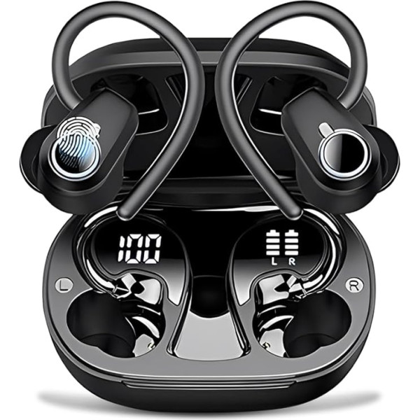 Беспроводные наушники PWTEK, Bluetooth 5.3, беспроводные наушники, 50 часов работы, светодиодный дисплей, глубокий бас, стерео, микрофон с шумоподавл