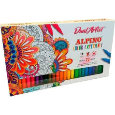 Alpino Color Experience 72 Dual Artist Markers | Маркеры с двойным наконечником: Кисть и тонкий наконечник | Маркеры для мандал и надписей | Набор маркеров