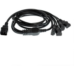 HT-Kabel UPS PDU Компьютерный ПК Кабель распределения питания C14 к 4x C13 10A 250V удлинительный кабель (1.8 м)