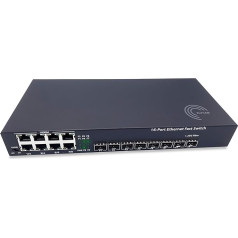 Elfcam® - коммутатор Gigabit Ethernet LAN с 8 портами Gigabit SFP 1.25G и 8 портами Gigabit Ethernet 10/100/1000 Мбит/с, Plug-and-Play Gigabit Switch LAN Splitter (8 портов SFP)