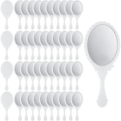 Упаковка из 48 винтажных ручных зеркал с ручкой, белое ручное зеркало с ручкой, пластик, маленькое ручное зеркало, портативное, милое и принц