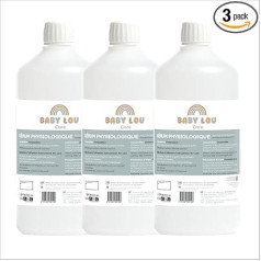 BABYLOU CARE | Бутылка с физиологическим солевым раствором | NaCl 0,9% | Промывание носа | Гигиена носа | Для наружного промывания | 3 x 1 литр