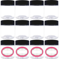 12 Pack 8oz пластиковые банки с крышками широкий рот ясно контейнеры для хранения с черными крышками пустой круглый ясно пластиковые банки с кр