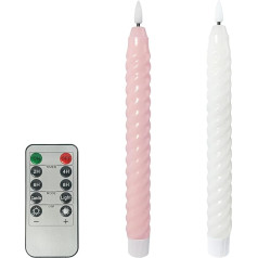 SSY LED Taper Candles Pack of 6 Pastel Twist Design - Flickering Flame LED Candles with Remote Control & Timer - Battery Operated Electric Taper Candles Set for Christmas, Wedding, Dinner & Home Decor