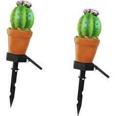 Uonlytech Pack of 2 Solar Yard Stake Decorcactus Pineapple for Patio Landscape Decorative Creative Lawn Plug Cactus Lamp Ornaments Distance Outdoor Decoration Path Light
