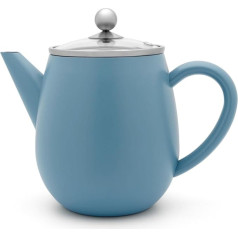 Заварочный чайник Bredemeijer с двойными стенками объемом 1,1 л - синий изолирующий кувшин из нержавеющей стали со стеклянной крышкой и вставкой 