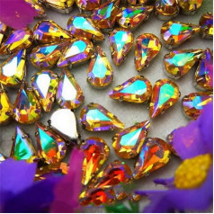 Украшения для скрапбукинга, цвета AB, серебряные когти для пришивания страз, аппликации из кристаллов в виде капель воды, обрезки DIY, A7, топаз