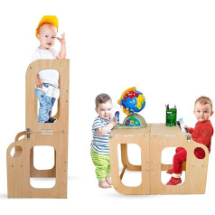 Abeho Лестница и учебный стол - Безопасный кухонный табурет для малышей - Складной стол и стул - Легко собирается без опасности для детей - Закр