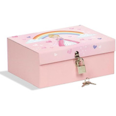 Шкатулка Mareli с замком 18,5 x 14 x 7,5 см, идеально подходит для хранения секретов, украшений и фигурок, принцесса