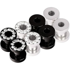 Longbeauty Набор из 8 / 4 Нержавеющая сталь плоть тоннель плаги уши пирсинг ювелирные изделия с винтовым затвором 3 мм - 16 мм