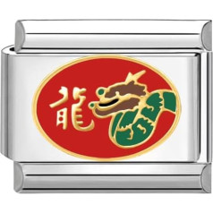 Quiges 9 мм итальянский стиль шарм модель из нержавеющей стали китайский гороскоп дракон для Италии шарм браслеты, нержавеющая сталь, без драг