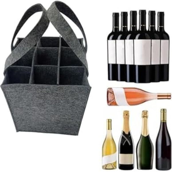 GFTCGK Сумка для бутылок, сумка для 9 бутылок, переноска для бутылок Сумка для бутылок из войлока Многоразовый держатель для вина Сумка для бут