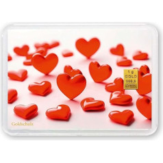 Goldschulz Золотой слиток 1 г 1 г Motif Box Сердца Поздравления Подарок + Сертификат подлинности