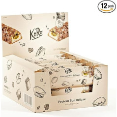 KoRo - Grand Deluxe Protein Bar Pistachio 12x55 г - С ореховой начинкой из фисташкового пюре - Богатый белком перекус: 14 г Protein Bar - Поместится в любой сумке - Без до