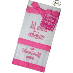 Lil Miss October Future Beauty Queen Baby Burp Bib Cloth Cotton Towel - Set of 2 by Mud Pie