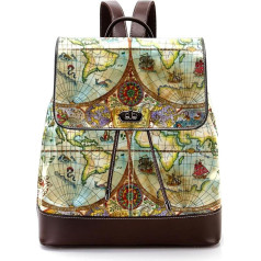 Vintage World Nautical Map Personalised School Bags Book Bags for Teenagers, Multicoloured, 27x12.3x32cm, Backpack Backpacks