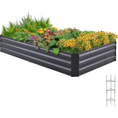 Quictent Raised Bed Metal Plant Bed, холодный каркас без основания для сада, садовая грядка 180 x 90 x 30 см, холодный каркас для растений с клетками для томатов, 