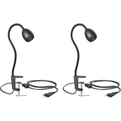 ledscom.de KLUK Swan Neck Clamp Light, выключатель, матовый черный, 1x GU10 Max. 60 Вт, в упаковке 2
