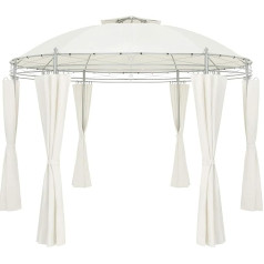 Casaria® Toscana Gazebo Диаметр 350 см Металл Водоотталкивающий UV Защита 50+ Стабильный Садовый Тент Садовая Беседка Роскошный Современный Бежевый