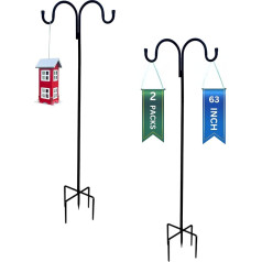 LaLaGreen Schäferhaken - 2 Stück, 152,4 см, schwarzer Haken zum Aufhängen von Pflanzkorb, robuste Garten-Futterstation zum Aufhängen von Vogelfutterspender, Outdoor-Pflanzenaufhänger,