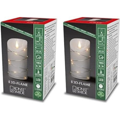 Светодиодная восковая свеча Konstsmide, белая, с 3D пламенем и серебряным проводом, с таймером на 4 и 8 часов, 1 теплый белый диод / 13 светодиодных ка