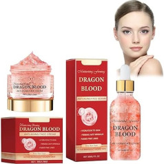 Gesichtsserum + Gesichtscreme, Mit Drachenblut-Extrakt, Facial Cream, Dragon Blood Face Serum, Anti Falten Serum Gesicht, Feuchtigkeitsspendende Essenz, Zur Hydratation und Straffung der Haut