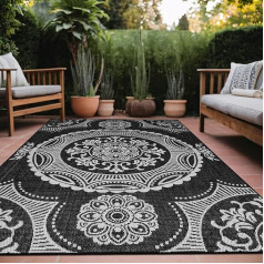 Medallion Outdoor Rug 5x7 Washable Indoor Patio Porch Rug Waterproof Easy Clean Anti Shedding Black 5x7