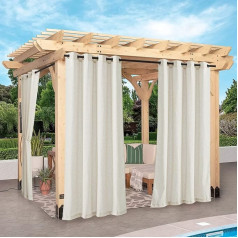 2 панели штор для улицы Толстый лен Толстый лен текстура Водонепроницаемый люверс Конфиденциальность разрешена с светофильтрацией Льняны