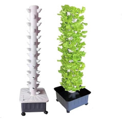 XFYGQTOM 15 уровней 45 отверстий Гидропонная башня Aquaponics Grow System Garden Tower Aeroponics Growing Set for Fruit and Vegetables with Hydration Pump, Adapter, Net Pots