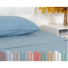 TRAMAS+ Комплект двойных полотенец 160 x 200 см, 100% хлопок, постельное белье, плоская простыня и 2 наволочки, стандарт 100 по сертификации Oeko-Tex - сини