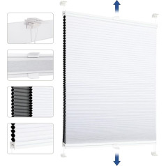 Рулонная штора Sekey Honeycomb Pleated Blind, без сверления, Blackout, 100% непрозрачность, Klemmfix, алюминиевая шина, двусторонний выбор белого и серого цветов, 10