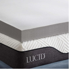 LUCID 10 см Memory Foam Mattress Topper with Bamboo Charcoal - с чехлом для матраса - нескользящий и стирается в машине - топпер 160 x 190 см