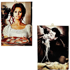 KUSTOM ART Комплект из 2 итальянских актеров в винтажном стиле, знаменитый принт на дереве 25 x 18 см