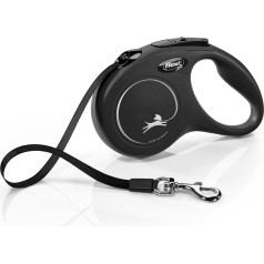 Автоматический поводок new classic s black - webbing для собак до 15 кг - 5 м