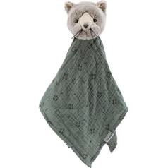 Sterntaler Lilly Cuddly Blanket L Cat - Baby Cuddly Blanket Made of Soft Fleece - Baby and Children Cuddly Blanket with All-Over Motif - Cuddly Toy Filled with Soft Polyester Wadding, Grey