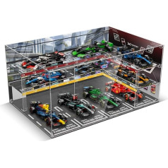 Акриловая витрина, совместимая с Lego 77242-77251 Racing Model Parking Building, пыленепроницаемая прозрачная витрина с HD фоном для гоночных автомобилей Lego (то
