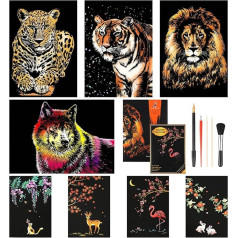 AKlamater 8 x Доска для царапания для взрослых и детей с 5 инструментами (A4/A5)