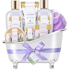 Spa Luxetique Pampering Gifts for Women, 8-Piece Lavender Bath Set for Women, Spa Gift Set with Bubble Bath, Body Lotion, Relaxing Gifts for Women, Birthday Gifts for Women